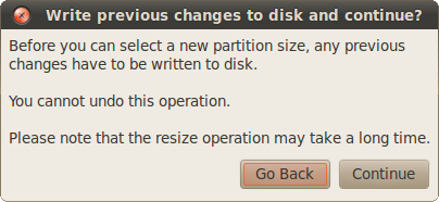 Figure 4 - Partitioning warning message