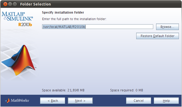 Specify installation folder