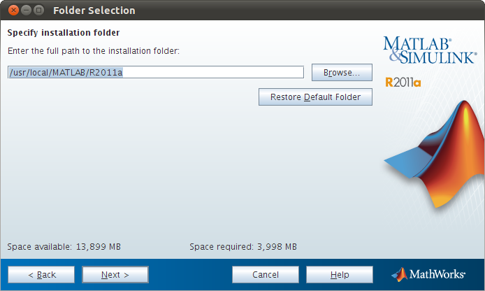 Specify installation folder