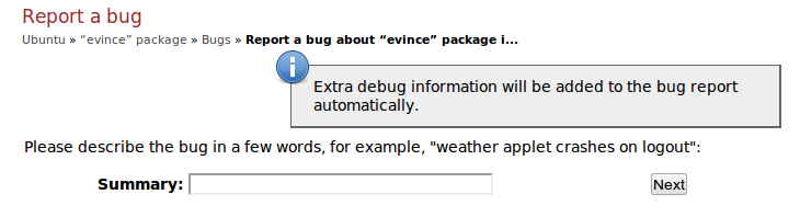 Launchpad asking for a bug title