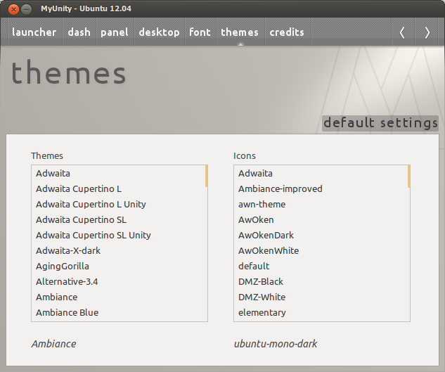 attachment:Screenshot:MyUnity-Themes