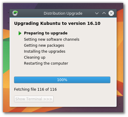 Kubuntu 16.04 to 16.10 Upgrade