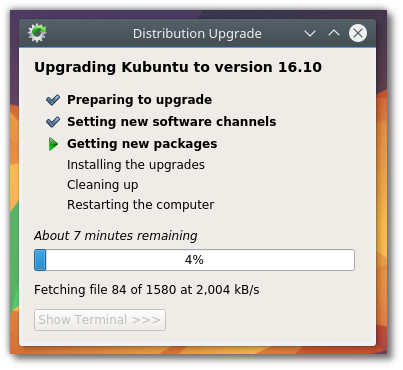 Kubuntu 16.04 to 16.10 Upgrade