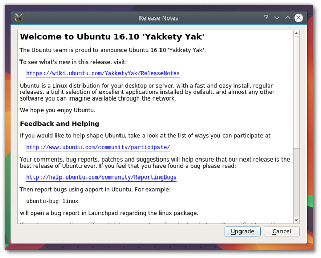 Kubuntu 16.04 to 16.10 Upgrade